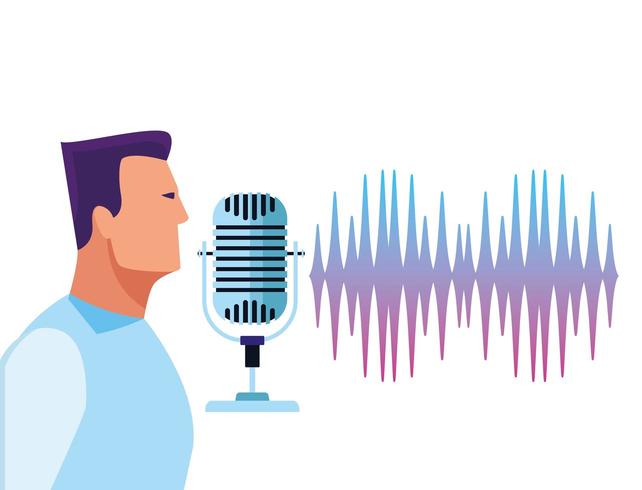 People using voice recognition vector