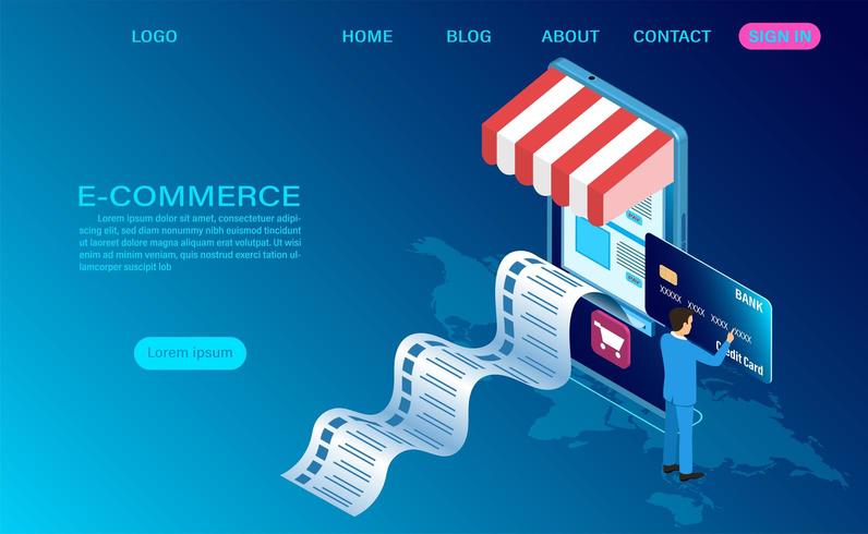 E-commerce shopping online concept vector