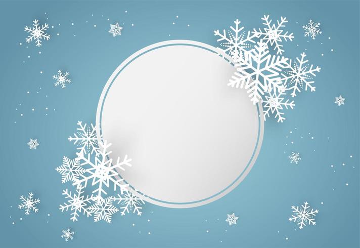 Fondo de vector azul Navidad y feliz año nuevo con copo de nieve