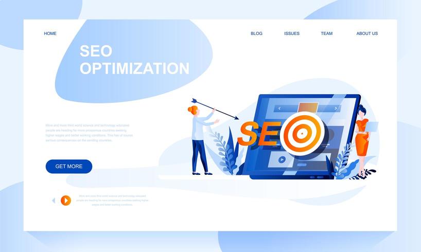 Seo optimization vector landing page template 