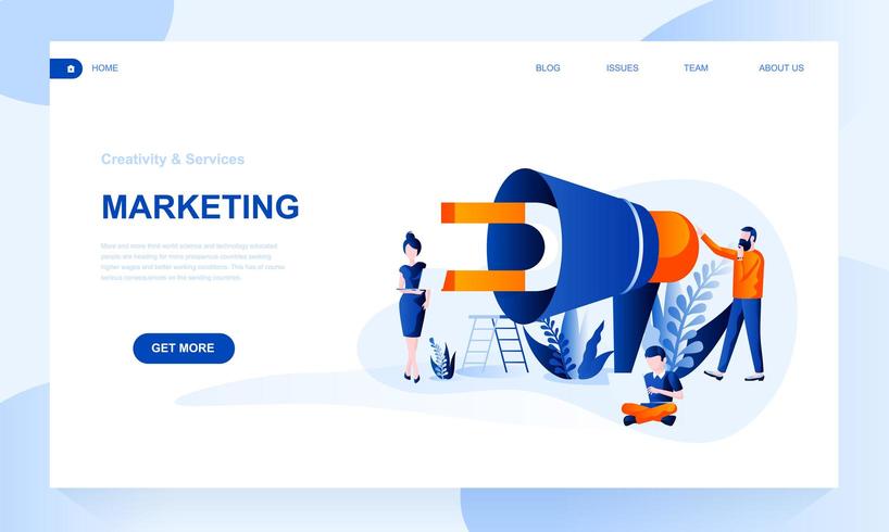 Marketing vector landing page template with header