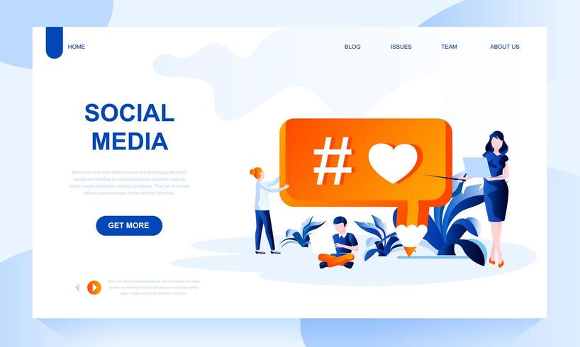 Social media vector landing page template with header