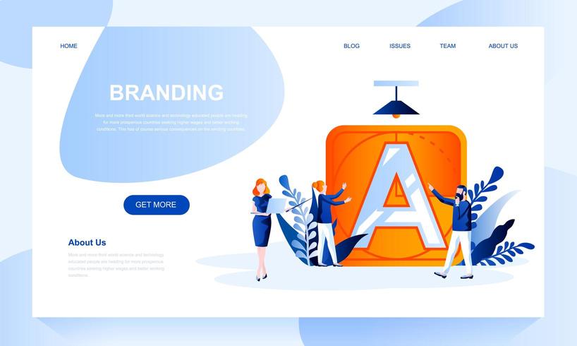 Branding vector landing page template with header