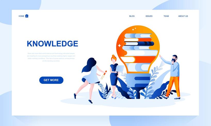 Knowledge vector landing page template with header