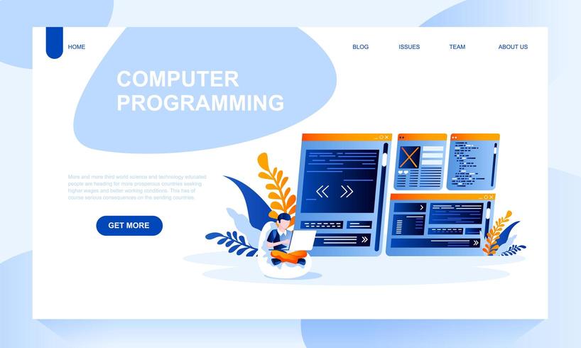 Computer programing vector landing page template 