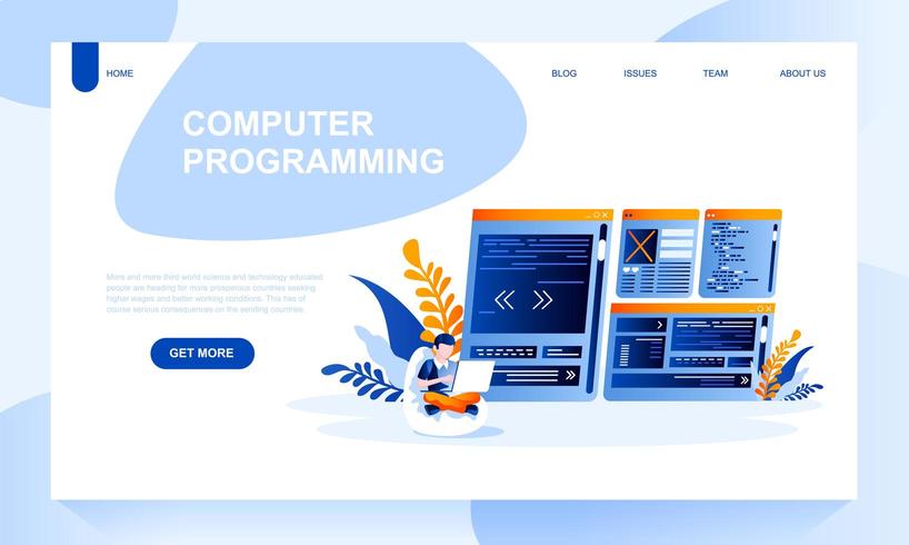 Plantilla de página de aterrizaje de vector de programación informática
