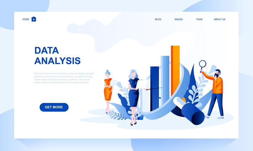 Data analysis vector landing page template with header