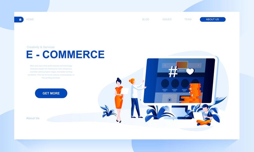 E-commerce vector landing page template with header