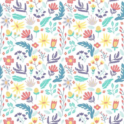 flower and leaf seamless pattern vector