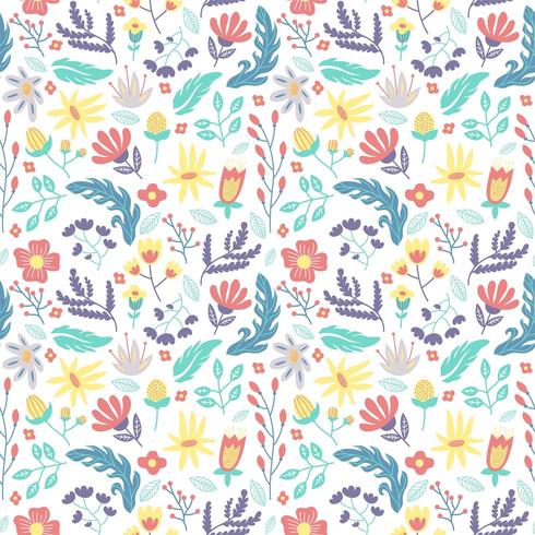 flower and leaf seamless pattern vector