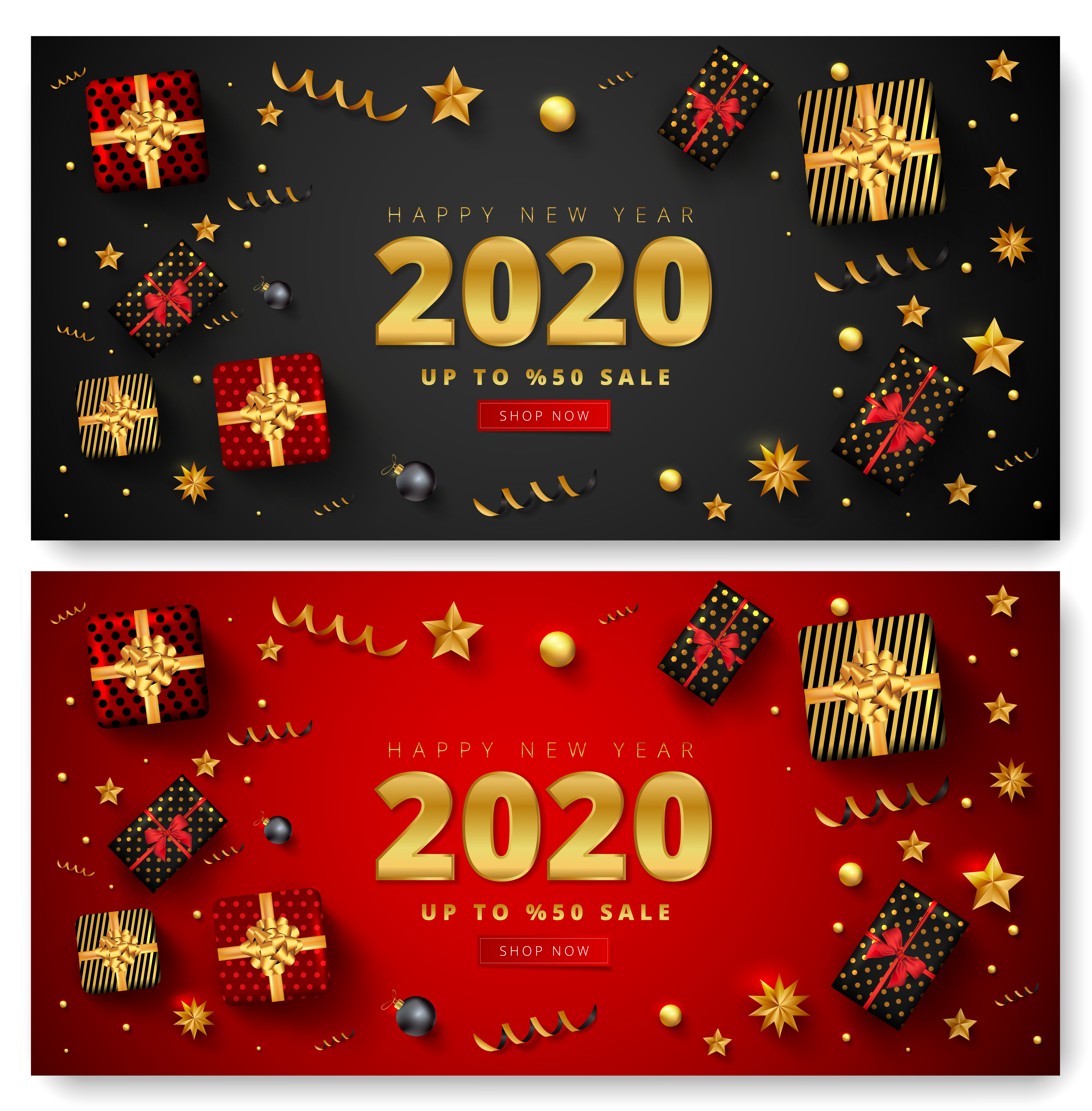 Happy New Year 2020 Sale Banner Set 689514 Vector Art at Vecteezy