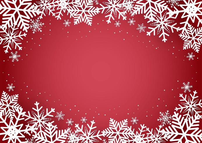 Christmas and happy new year red background with snowflake vector