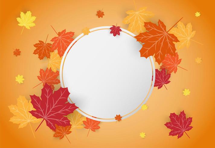 Happy Thanksgiving Day celebration card with orange maple autumn leaves vector