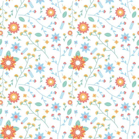 flower blossom and leaves seamless pattern vector