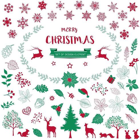 Set of Christmas design element isolated on white background vector