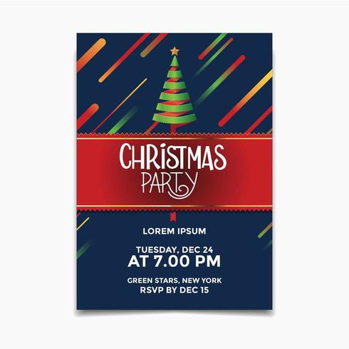 Christmas party poster and flyer design concept with Christmas ribbon tree vector