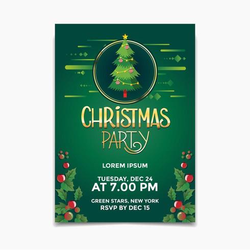 Christmas party poster and flyer design concept with Christmas tree background vector