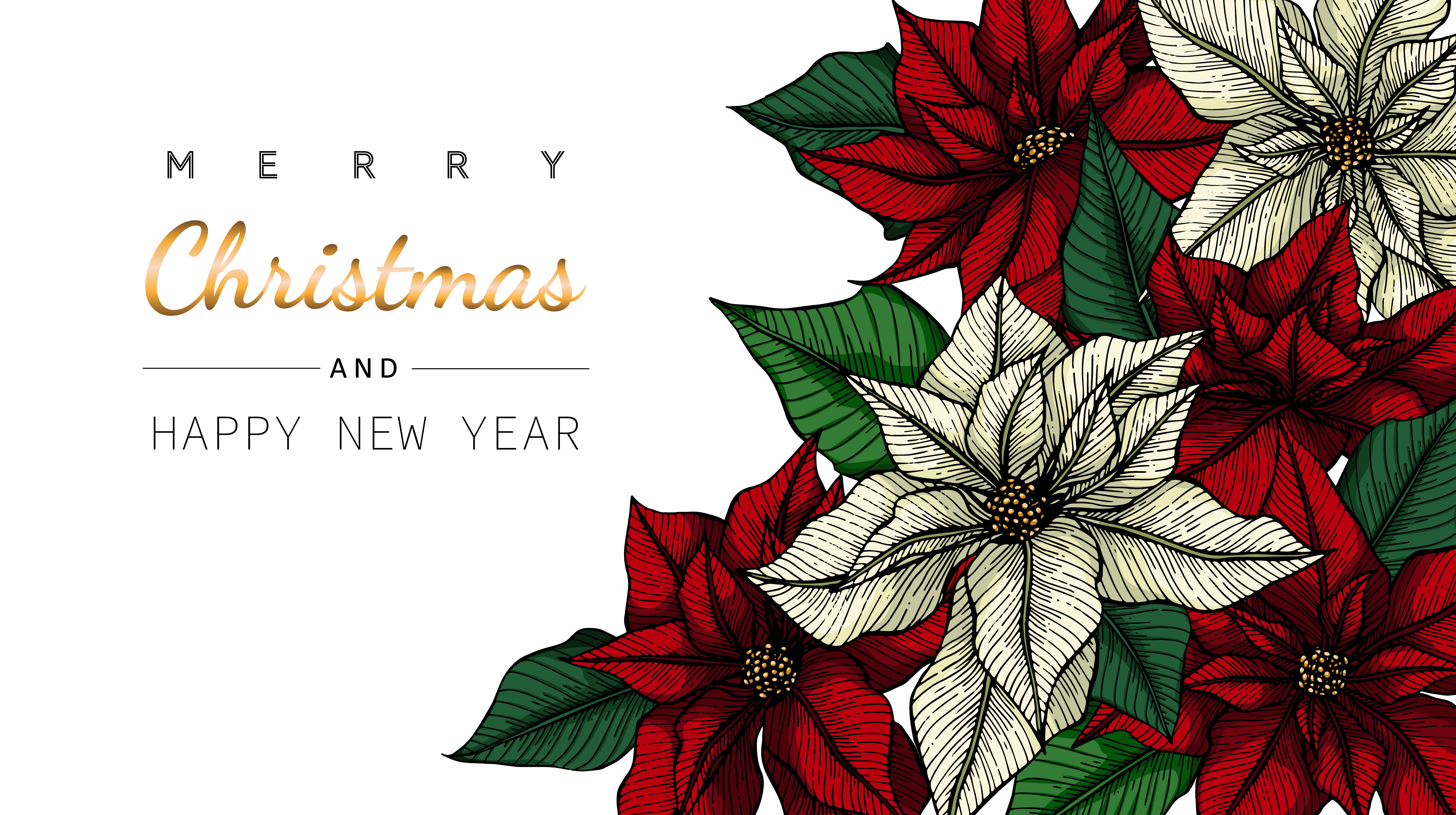Merry Christmas and New Year poinsettia corner frame 689618 Vector Art at Vecteezy