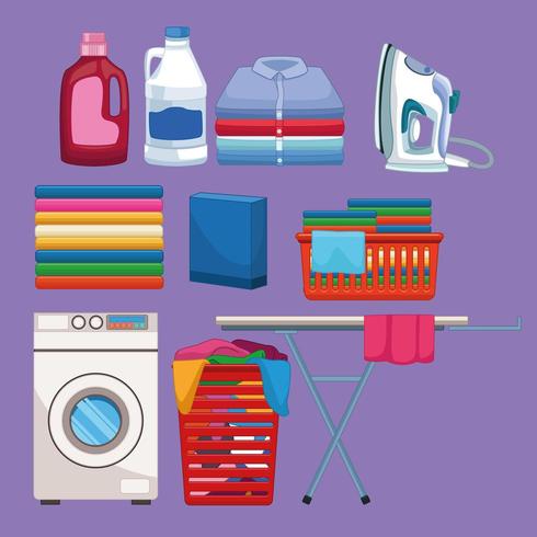 housekeeping and cleaning kit supplies vector