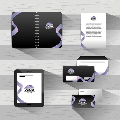 set stationary template with office documents vector