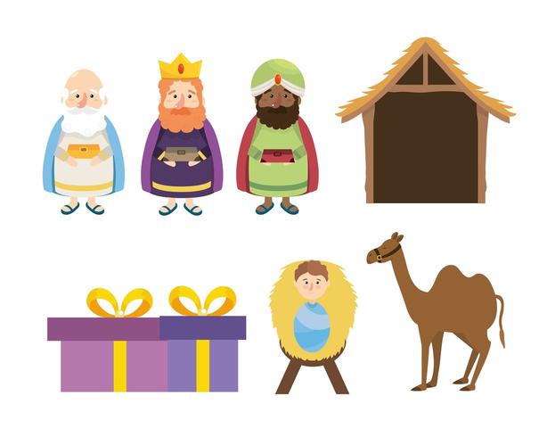 set magicians kings to celebrate happy epiphany vector