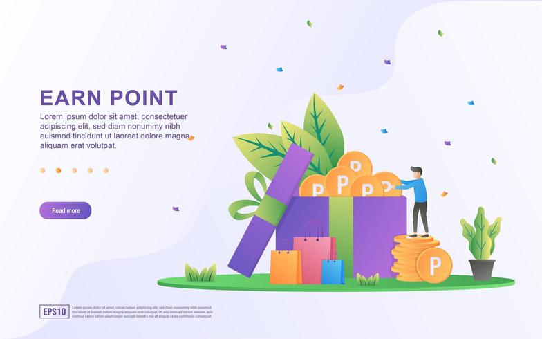 Earn point illustration concept. Loyalty program and get rewards vector