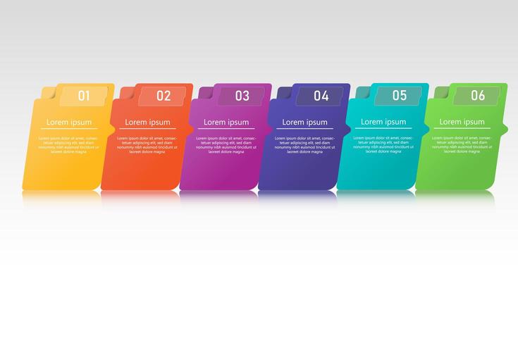 Colorful folder infographic with reflection vector