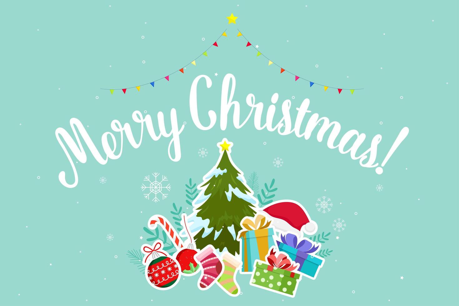 Merry Christmas greeting with Christmas elements vector