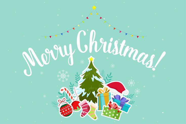 Merry Christmas greeting with Christmas elements  vector
