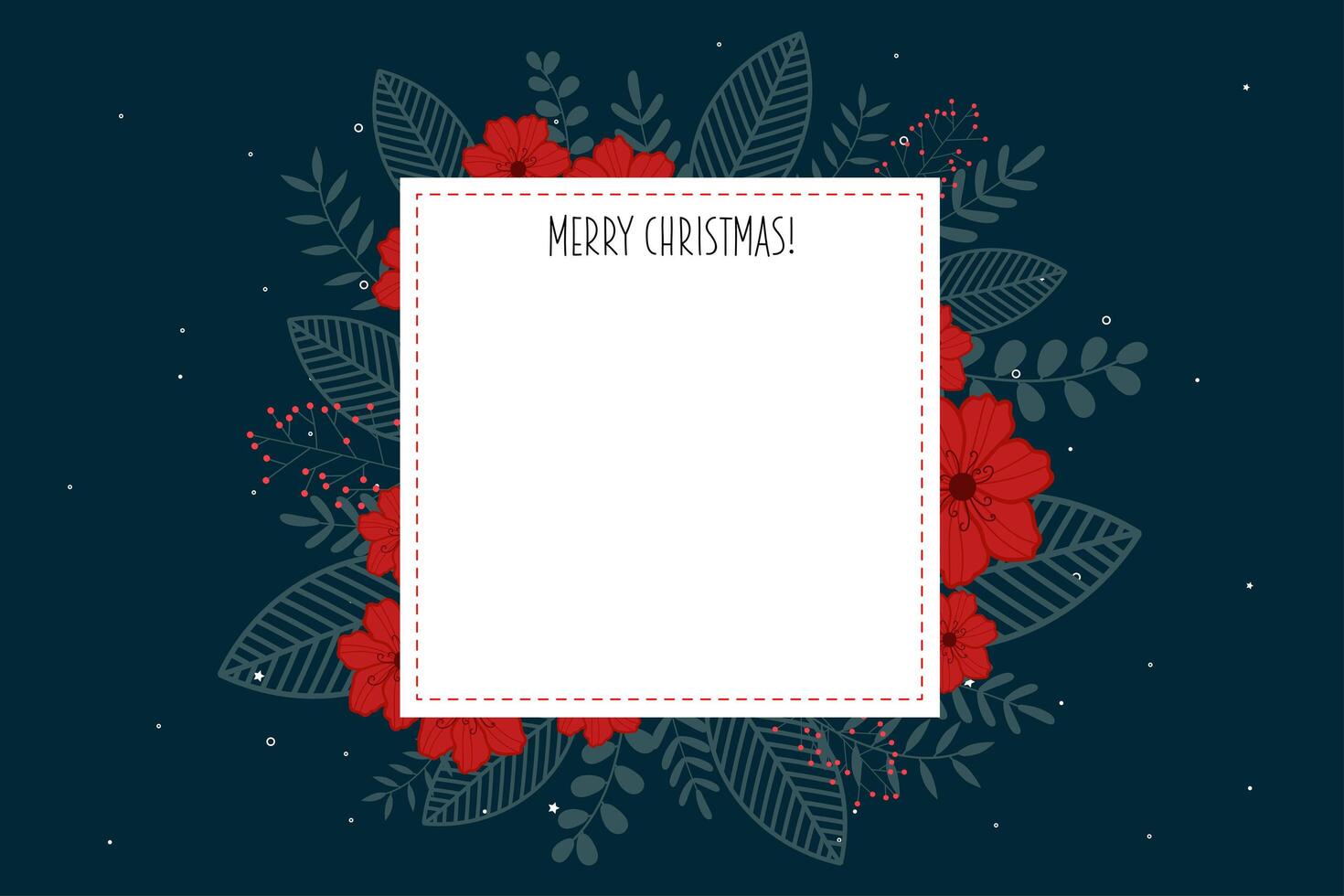 Poster merry Christmas with white frame vector