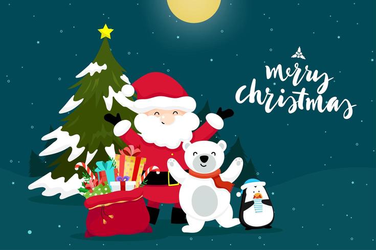 Christmas Greeting Card with Christmas Santa Claus vector