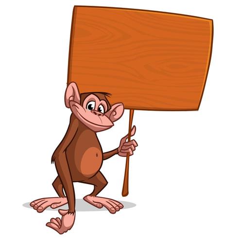 Cartoon chimpanzee monkey with hammer vector