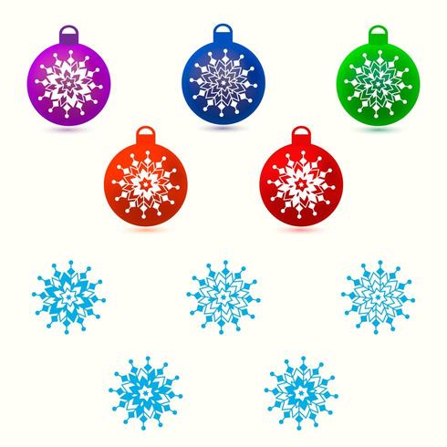 Set of Christmas balls and  snowflakes vector