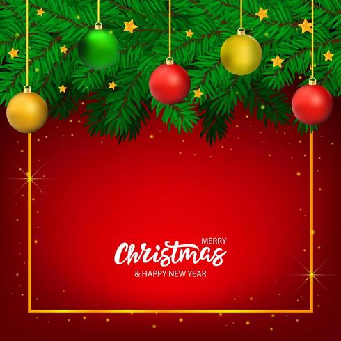 Hand drawn Christmas banner with lettering and tree  vector