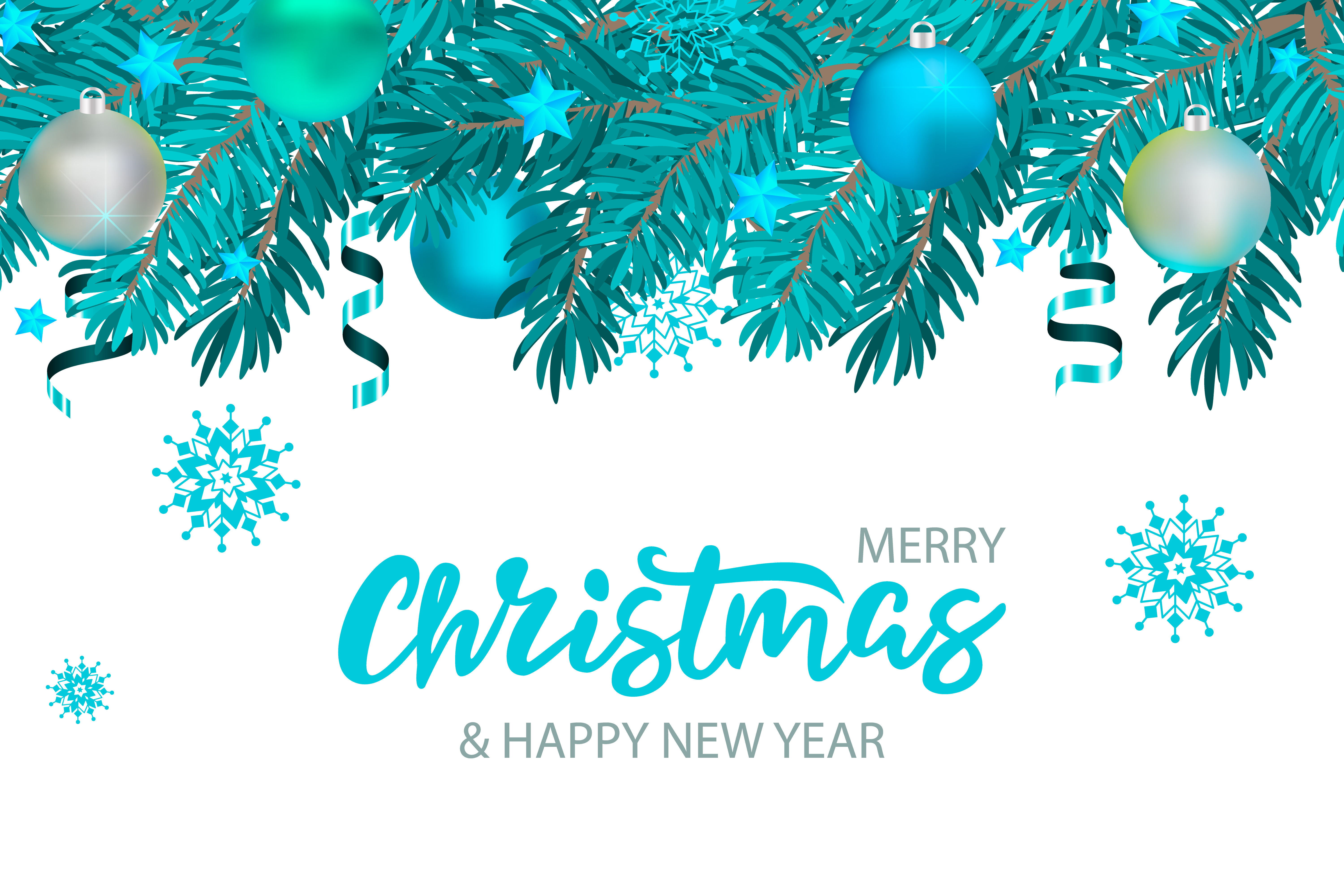Christmas banner with lettering and tree with stars and ribbons 689870 Vector Art at Vecteezy