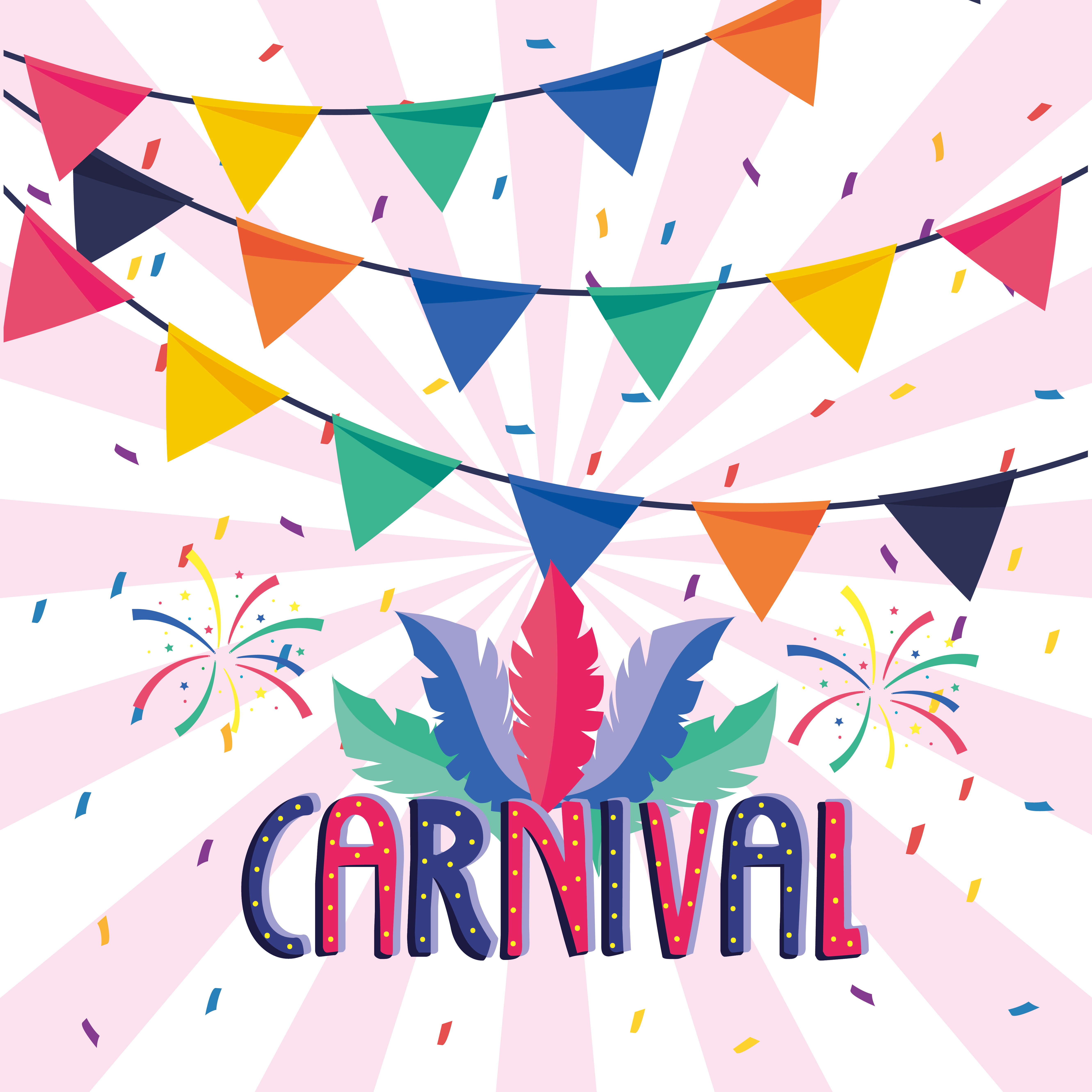 party banner with feathers and fireworks to carnival 689899 Vector Art