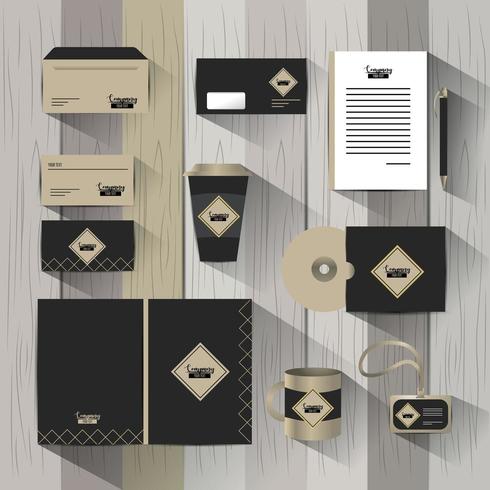 Set of business company stationary template with documents vector