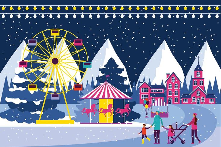 Winter carnival scene  vector