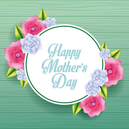 Circle card with roses vector