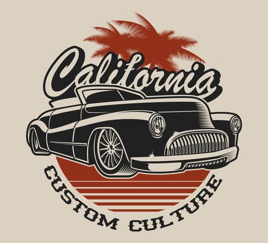 T-shirt design with a classic car  vector