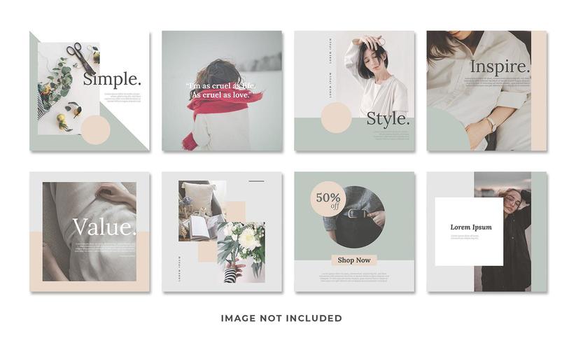 Minimalist social media template set vector