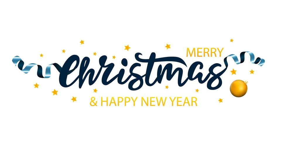 Christmas banner with lettering, ornaments and stars vector