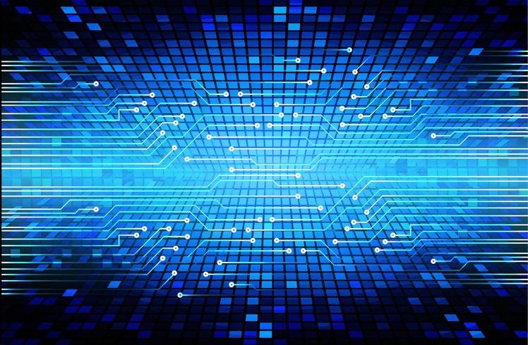 Fondo de concepto de tecnología futura de circuito cibernético azul vector