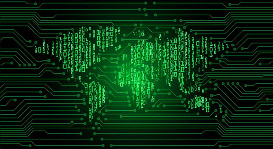 Concepto de circuito cibernético del mundo verde vector