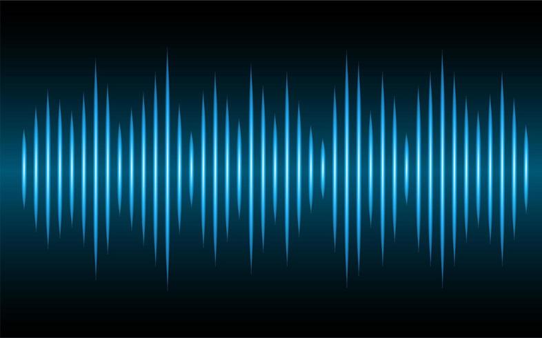 Sound waves oscillating dark blue light vector