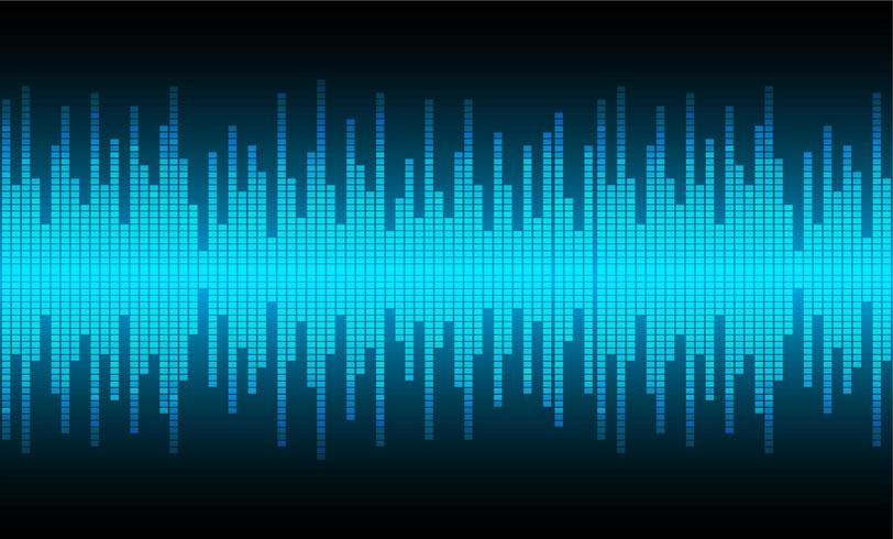 Sound waves oscillating blue light vector