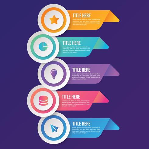 5 steps business infographic with Icons vector