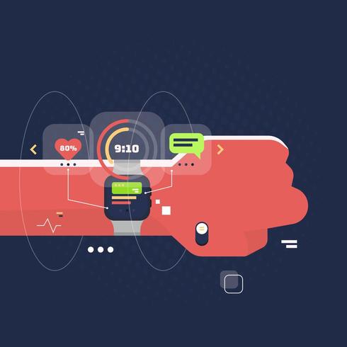 Smart Watch on Wrist in Flat Style vector