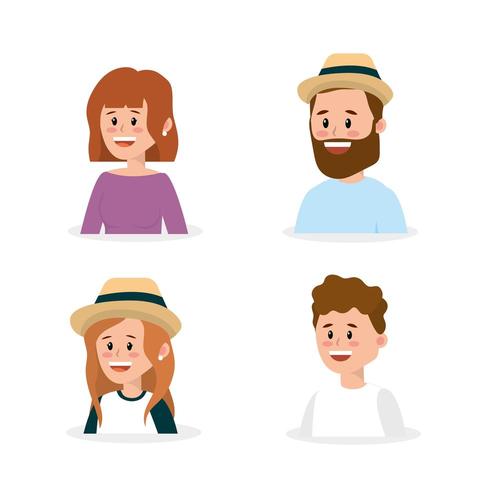 set happy family people with hairstyle vector