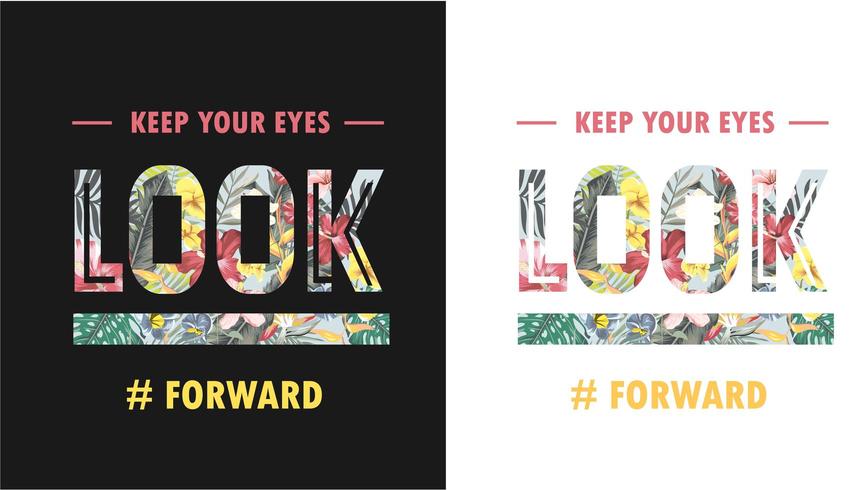 typography slogan with tropical forest background vector